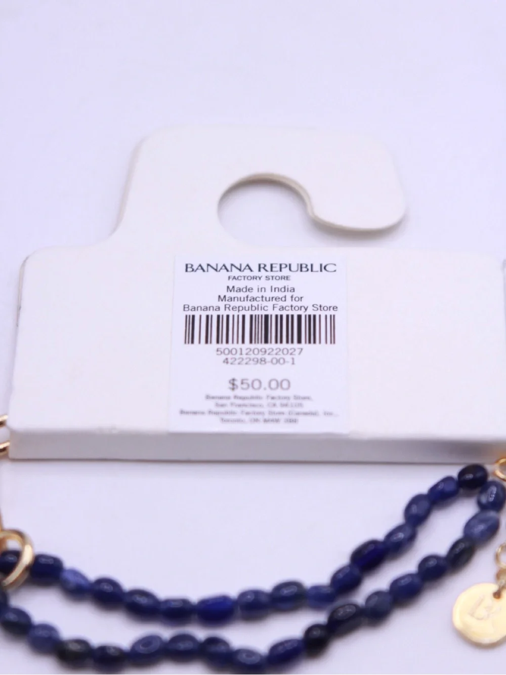 Banana Republic Gold-Accent Navy Double Strand Blue Jade Beaded Bracelet